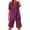 Dark Purple, variant on Linen Short Sets for Women - Short Sleeve Shirts & Wide Leg Shorts Loose fit Casual 2 piece Cotton Linen Sets Outfits Dark Purple XXL