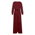 thumbnail image 4 of Sevevn Woman Fashion Sequin Solid Color Splice V- Sleeve Long Sleeve Jumpsuit Long Pants Wine S Great Gifts for Less, 4 of 6