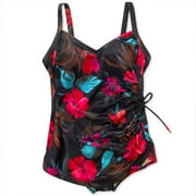 Women's Plus Floral Side-Tie Swim Dress