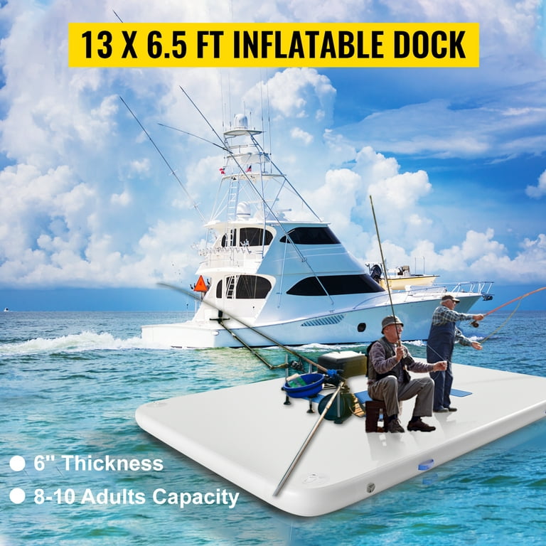 VEVOR Floating Dock 13'x6.5'x6',8-10 Person Inflatable Floating Platform w/ Electric Air Pump&Hand Pump, Size: 13' x 6.5