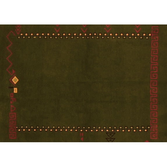 Ahgly Company Indoor Rectangle Abstract Orange Modern Area Rugs, 6' x 9'