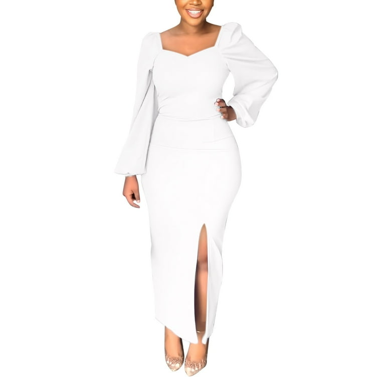 Winter white dresses outlet with sleeves