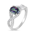 thumbnail image 2 of Mystic Topaz and White Topaz Sterling Silver Rhodium-Plated 6mm x 8mm Oval Swirl Shank Ring, 2 of 2