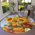 5 Ft Round Area Rug Mats for Living Room Thanksgiving Fall Pumpkins