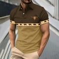 thumbnail image 2 of DDAPJ pyju Business Casual Polos for Men Vintage Aztec Print Collared Golf Shirt Trendy Summer Short Sleeve Tops of The Day Yellow L, 2 of 6