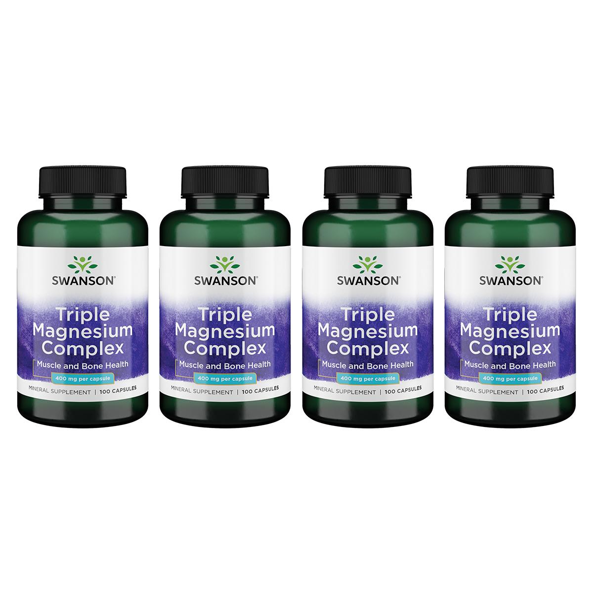 Swanson Triple Magnesium Complex 400 mg 100 Caps 4 Pack