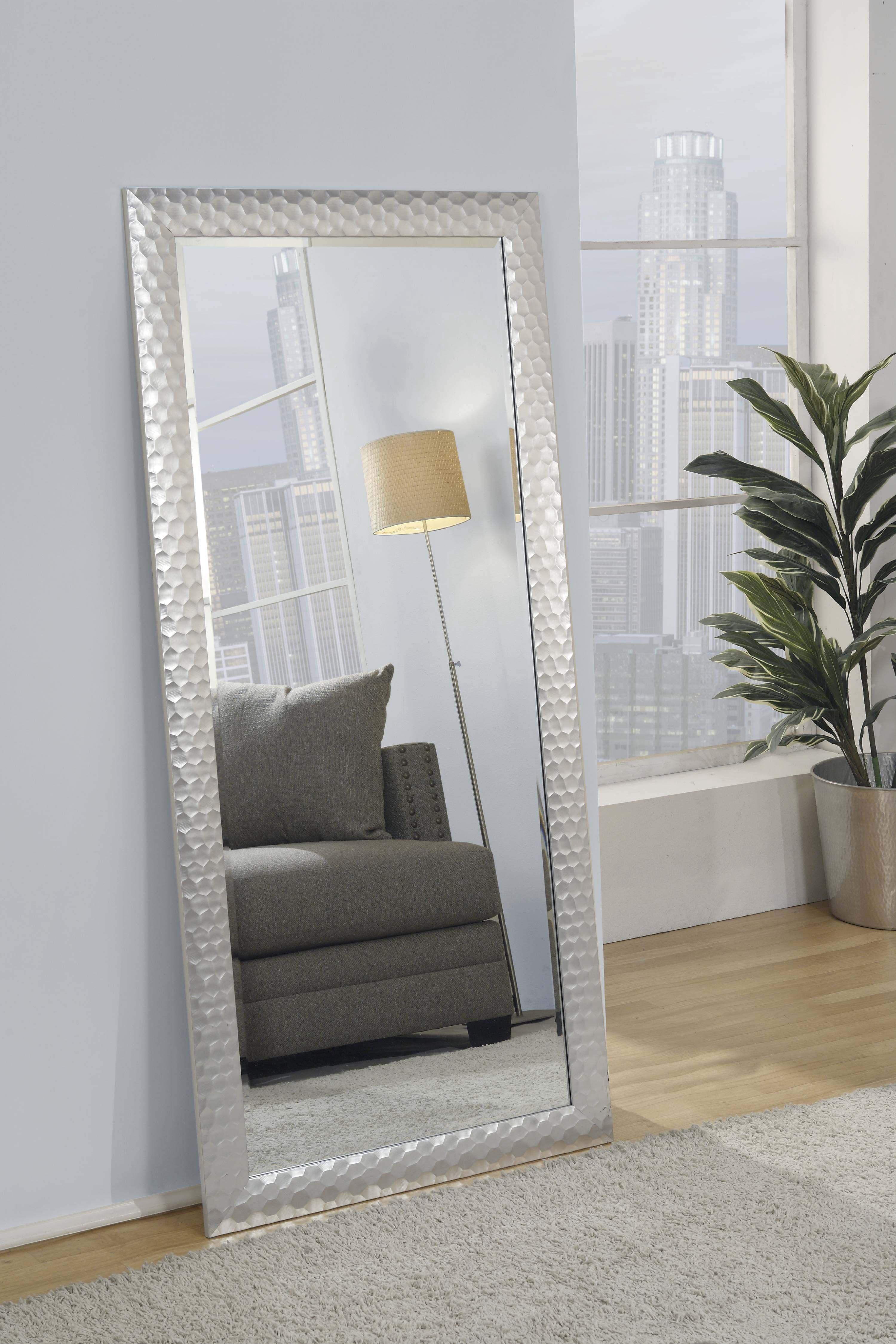 Full Length Leaner Mirror Glam Metallic Silver 64" x 30" by Martin Svensson Home