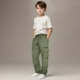 thumbnail image 5 of OGLCCG Boys Cargo Sweatpants Drawstring Casual Fleece Lined Hiking Pants Fall Winter Straight Leg Joggers Athletic Trousers for Kids 3-14 Years, 5 of 5