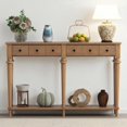thumbnail image 2 of GZXS Rustic Farmhouse Entryway Table in Old Pine Color, 59.8" Vintage Console Table with 4 Storage Drawers & Lower Shelf, Wooden Sofa Table for Hallways and Living Rooms, 2 of 8