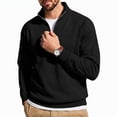 thumbnail image 4 of Men's Quarter Zip Pullover Sweatshirt Zip Long Sleeve Casual Warm Soft Fall Winter Outdoor Top with Stand Collar Black 3XL, 4 of 5