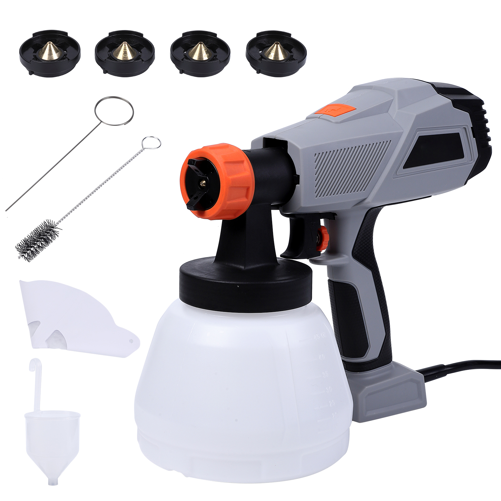 Paint Sprayer, HVLP Electric Spray Paint Gun, 1300ml, with 5 Copper Nozzles & 3 Patterns, High