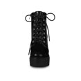 thumbnail image 6 of BLISSFUL STEP Women's Boots Platform Lace Up Chunky Heel Western Combat Boots Black 7.5, 6 of 6