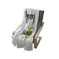 thumbnail image 4 of Saying Soft Flannel Fleece Throw Blanket, Simplistic Design of Doodled Sun and Morning Sunshine Lettering, Cozy Plush for Indoor and Outdoor Use, 70" x 90", Yellow Black White, by Ambesonne, 4 of 6