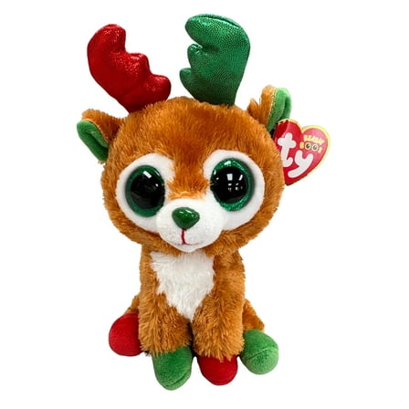 Ty Beanie Boos - Tinseltoes the Reindeer  – Glitter Eyes  - Stuffed Animal