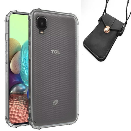 Phone Case For Alcatel TCL A3 / TCL A30 Wallet Case Carrying Case / Gel TPU Cover (Gel Transparent / Cross Shoulder Black)
