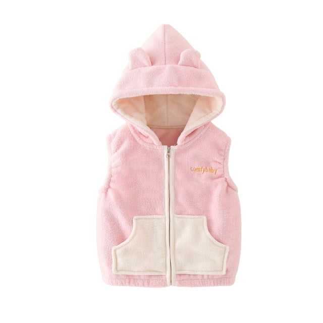 TIEVOSA Garçons Filles Veste d'Hiver à Fermeture Éclair Mignonne Douce Vestes (Rose Pâle)