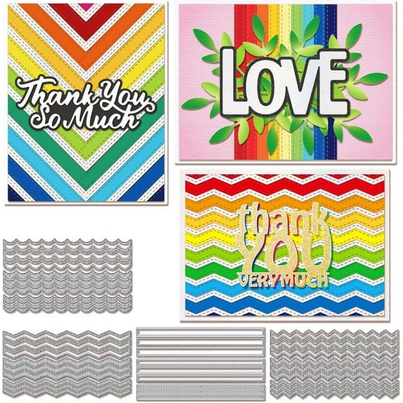 1 Set Rectangular Strips Cutting Dies for Card Making Metal Lace Border Wave Die Cuts Cutting Dies Templates for Scrapbooking Journal Embossing Paper Craft Decor