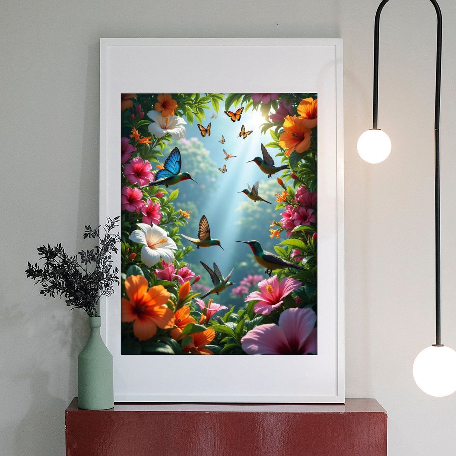 Diamond Art Kit for Adults, Butterflies Hummingbirds Colorful Blooms Diamond Painting for Adults Beginners, DIY Diamond Art Painting Kits, 5D Diamond Painting Crafts for Home Decor 12x16 Frameless