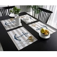 thumbnail image 3 of Placemats Set of 6,Non Slip Washable Table Mats Set, Nautical Anchor Beige and White Striped Table Placemats for Kitchen Dining Table,Wedding Holiday Party Decoration, 3 of 5