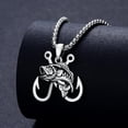 thumbnail image 4 of Fish Hook Necklace for Men 925 Sterling Silver Antler Duck Necklaces Antler Fish Hook Hunting Jewelry Gifts for Father, 4 of 6