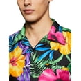 thumbnail image 3 of Stylore Men's Hawaiian Shirt Short-Sleeve Button-Down Bright Big Hibiscus Black Medium, 3 of 6