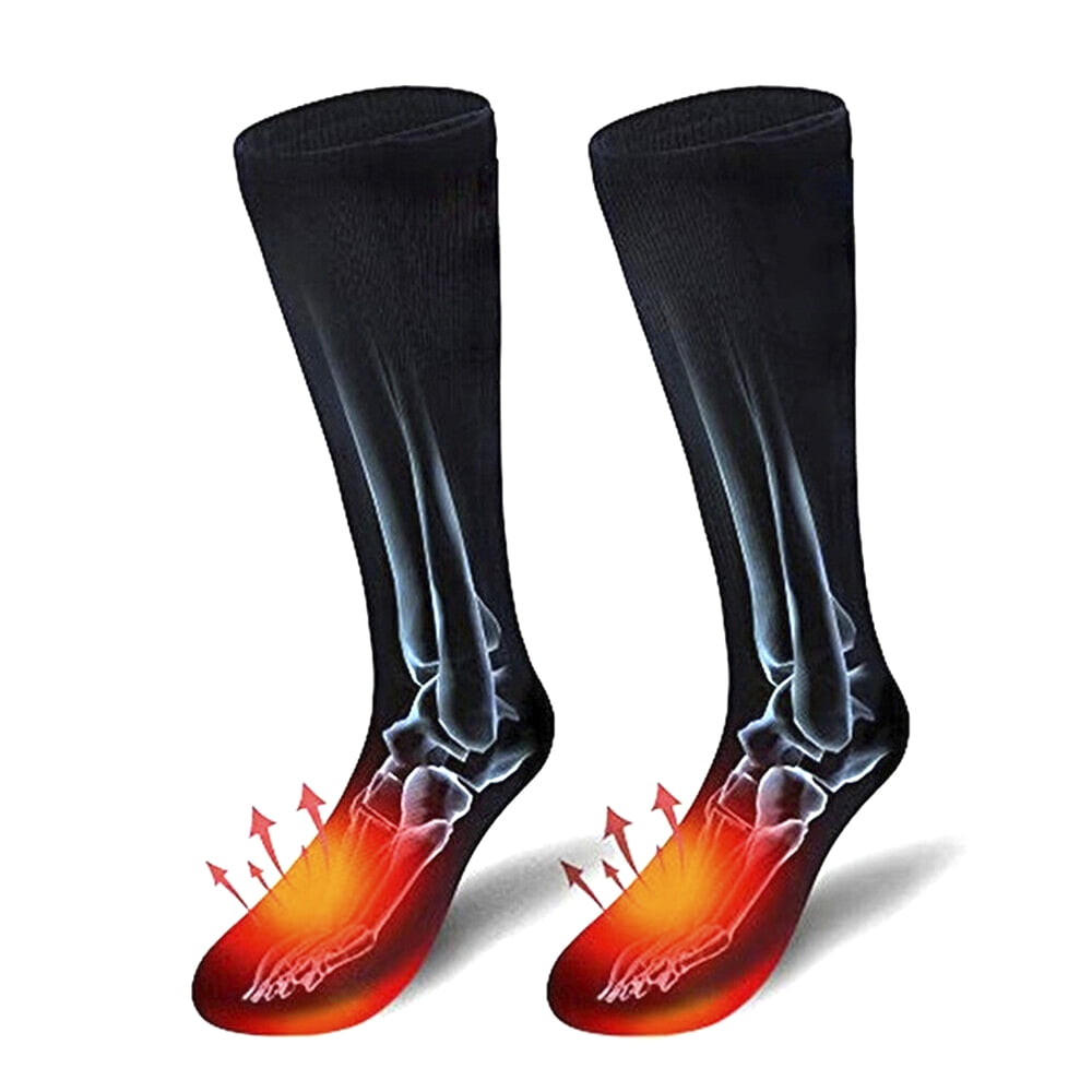 Black Electric Heated Hot Boot Socks Feet Foot Warmer HeaterStockings Men Women 