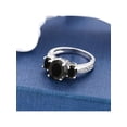 thumbnail image 4 of Gem Stone King 925 Sterling Silver Black Onyx 3 Stone Ring for Women (2.41 Cttw, Gemstone Birthstone, Available in Size 5, 6, 7, 8, 9), 4 of 6