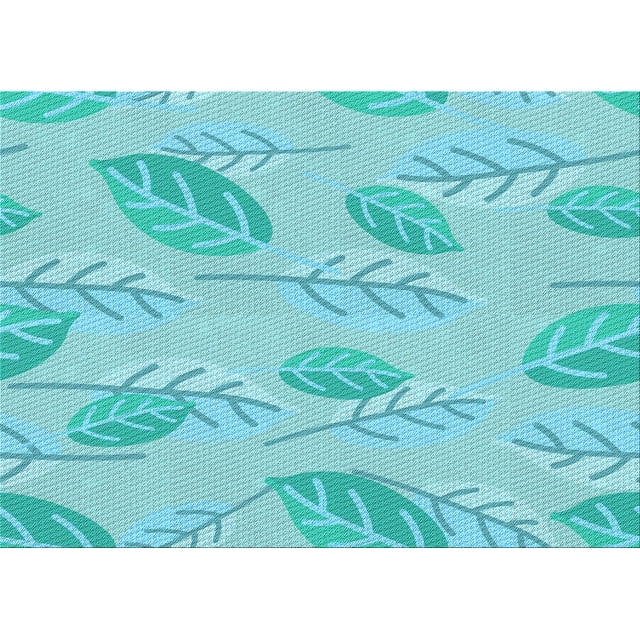 Ahgly Company Tapis Rectangulaire d'Intérieur à Motifs Bleu Turquoise Vert, 2 Pieds x 4 Pieds