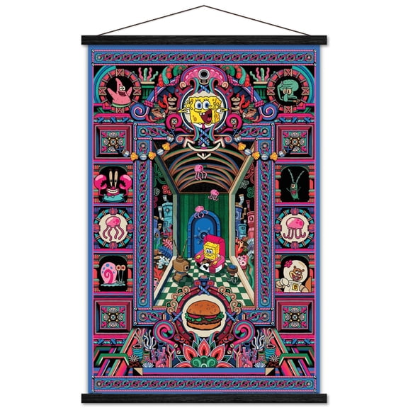 Nickelodeon SpongeBob SquarePants - Stained Glass Wall Poster with Magnetic Frame, 22.375" x 34"