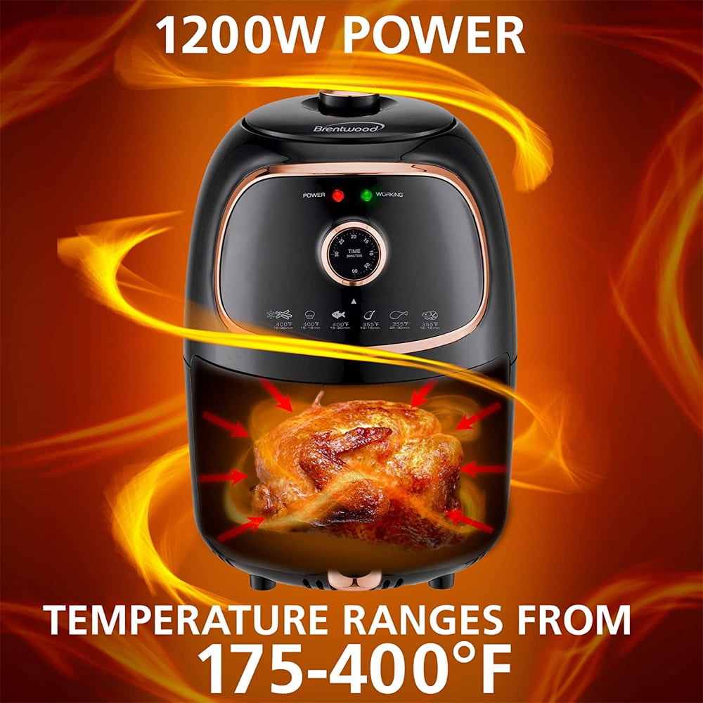 Brentwood Appliances AF-202BKC 2 Quart Small Air Fryer Copper with Timer and Temp Control