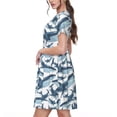 thumbnail image 2 of Lsque Robe Décontractée pour Femmes Imprimé Requin Mignon T-Shirt Été Manches Courtes Col Rond Robes Évasées, 2 of 6