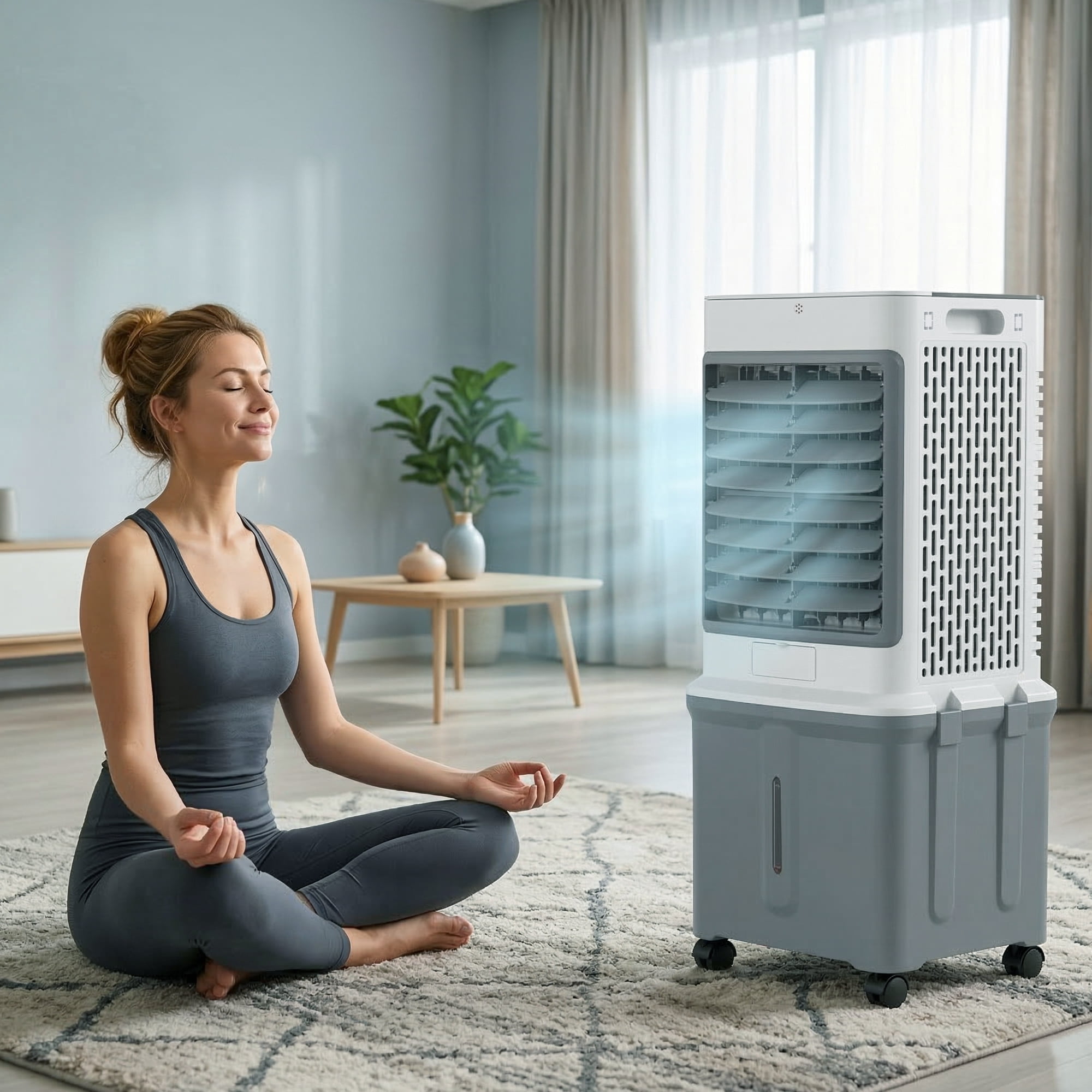 8.5 Gal Swamp Cooler, 2800 CFM Portable Evaporative Air Cooler with 3 Speeds, Remote, 7H Timer, 120°Oscillation, Air Cooling Fan for Room, Garage, Bedroom