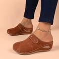 thumbnail image 5 of CYMMPU Women's Strap Decor Closed Toe Wedge Mules, Round Toe Slip On Breathable Backless Clogs, Outdoor Casual Footwear Brown 36, 5 of 9