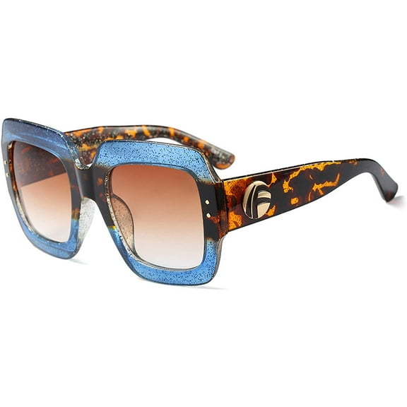 FEISEDY Oversized Square Sunglasses Multi Tinted Glitter Frame Stylish Inspired B2276