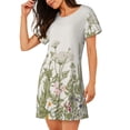 thumbnail image 2 of Sikiie Herbs and Wildflowers Print Women's Short-sleeved Nightdress, Round Neck Pullover Nightdress Pajamas Summer Home Wear, 2 of 6