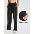 thumbnail image 2 of BALEAF Womens Track Pants Athletic Running Pants Sweatpants Straight Leg Zipper Pockets Sports Jogging Striped Loose Fit Black L, 2 of 6