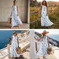 thumbnail image 3 of FOR U DESIGNS Tropical Palm Tree Monstera Print Couples Matching Outfits Hawaiian Linen-Look Women Sleeveless Maxi Dress or Men Button Down Shirt His and Hers Matching Set, 3 of 7