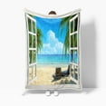 thumbnail image 3 of Beach Scene Throw Blanket, Tropical Beach Throw Flannel Blankets for Couch & Bed, Summer Seaside Scene Ocean Island Palm Tree Plush Cozy Fuzzy Blanket 50" x 60", Super Soft & Warm Blankets, 3 of 3