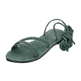 thumbnail image 2 of EliteGoogv Womens Gladiator Sandals Lace Up Flat Sandals High Ankle Wrap Sandals Open Toe Beach Shoes Breathable Casual Walking Shoes For Women Summer Footwear Green US :11, 2 of 8