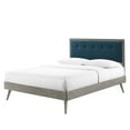 thumbnail image 1 of Platform Bed Frame, Queen Size, Fabric, Wood, Grey Gray Navy Blue, Modern Contemporary Urban Design, Bedroom Master Guest Suite, 1 of 10