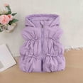 thumbnail image 6 of BCSIOAOI Toddler Girls Vest,Bunny Ear Hooded Zip Bow Decor Padded Vest with Pockets Purple 18-24 Months, 6 of 7