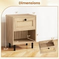 thumbnail image 3 of Costway 2 PCS Rattan Nightstand Boho End Table with Drawer & Open Shelf for Living Room Natural, 3 of 10
