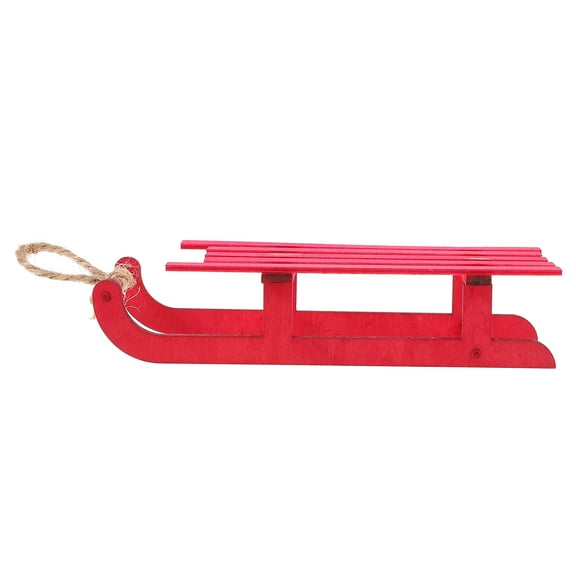 PTOOTP Red Wooden Christmas Sled Decoration Hanging Pendant for Festive Home and Office Decor
