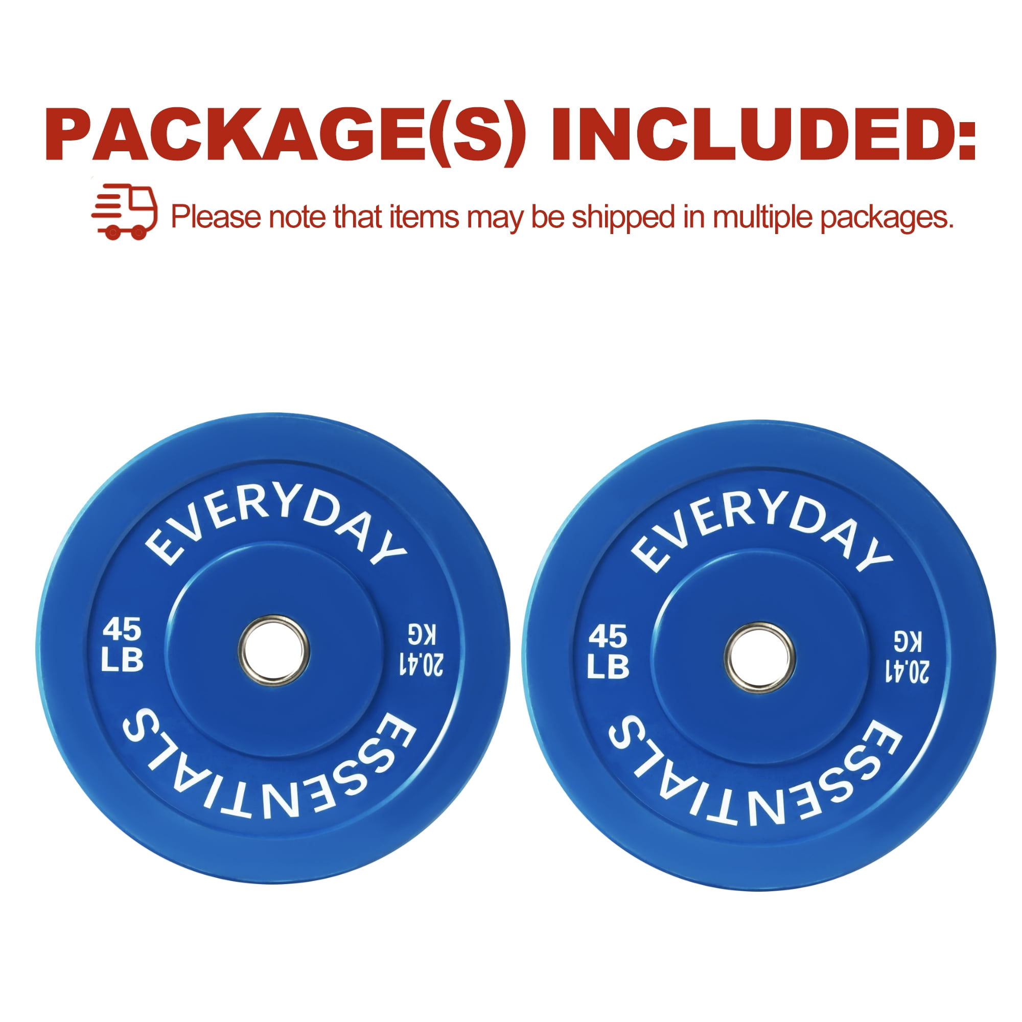 FlexWave Bumper Weight Plates, 45 lb Pair, Colored, 2-Inch Hole