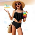 thumbnail image 5 of Girls Swimsuit 2 Piece Bikini Set Tiered Ruffled Bathing Suit Adjustable Straps Girls' Swimwear Solid Color, 5 of 5