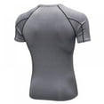 thumbnail image 2 of 2021 Summer Mens T-shirt Short Sleeve Quick Dry Breathable Fitness Men Tee Tops,Gray#01, 2 of 4