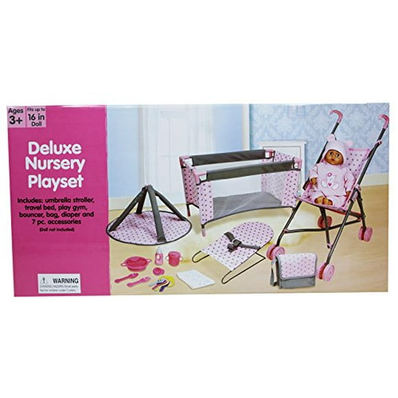 Lissi Ensemble de Jeu de Poupée 5 Pcs de Luxe pour Chambre de Bébé avec 8 Accessoires Jouet de Rôle (6941)