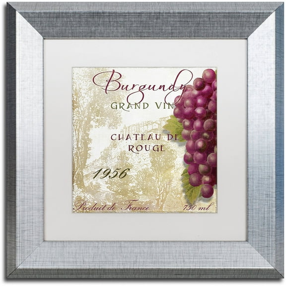 Trademark Fine Art "Grand Vin Burgundy" Canvas Art by Color Bakery White Matte, Silver Frame