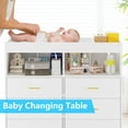 thumbnail image 6 of Changing Table Dresser with Drawers and LED Light, Baby Dresser with Changing Table Top, Power Outlet and Metal Feet, Diaper Changing Station Nursery Organizer for Infants Newborn, White, 6 of 9