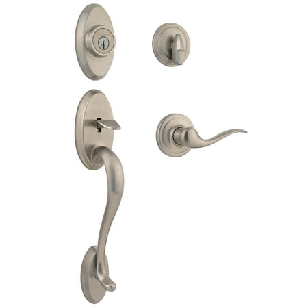 Nickel Dummy Boulder - Kwikset Shelburne Single Cylinder Handleset w/Tustin Lever featuring SmartKey® in Satin Nickel
